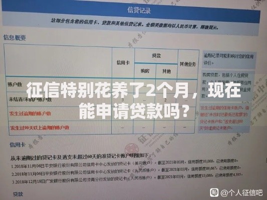 征信特别花养了2个月，现在能申请贷款吗？