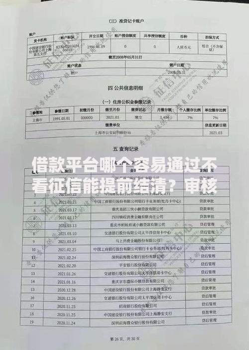 借款平台哪个容易通过不看征信能提前结清？审核宽松平台解析