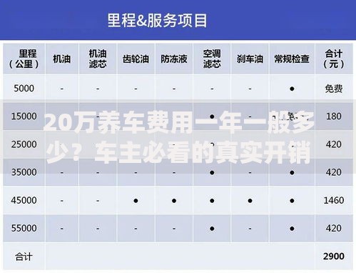 20万养车费用一年一般多少？车主必看的真实开销清单