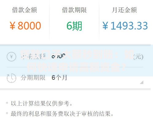 贷款口子大额秒到账：如何快速申请高额资金？
