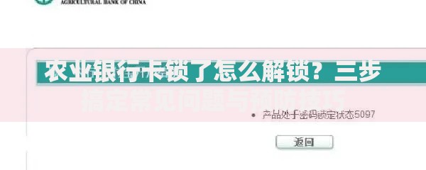 农业银行卡锁了怎么解锁？三步搞定常见问题与预防技巧