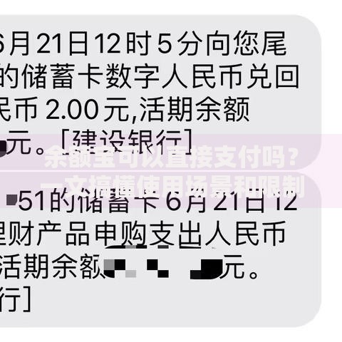 余额宝可以直接支付吗？一文搞懂使用场景和限制