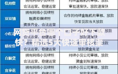 网贷平台哪个口子好下款快？精选5大快速审核渠道推荐