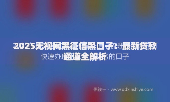 2025无视网黑征信黑口子：最新贷款通道全解析