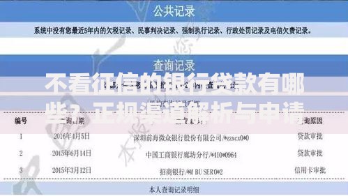 不看征信的银行贷款有哪些？正规渠道解析与申请指南