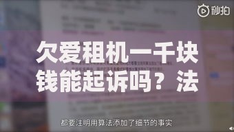欠爱租机一千块钱能起诉吗？法律后果与应对措施详解