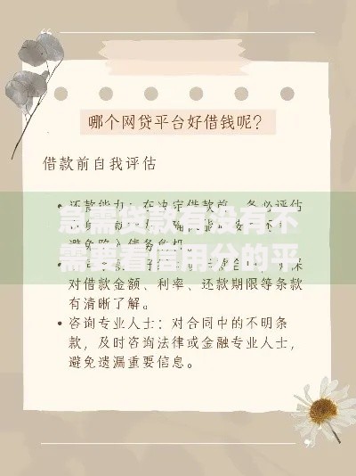 急需贷款有没有不需要看信用分的平台？真实渠道解析