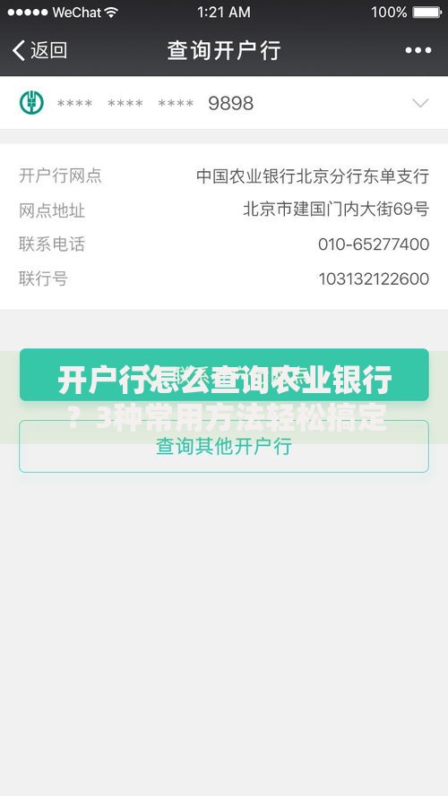 开户行怎么查询农业银行？3种常用方法轻松搞定