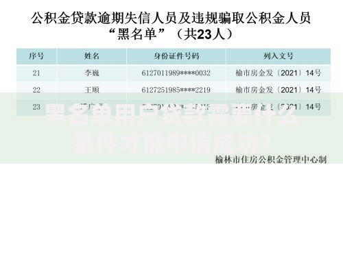 黑名单用户贷款需要什么条件才能申请成功？