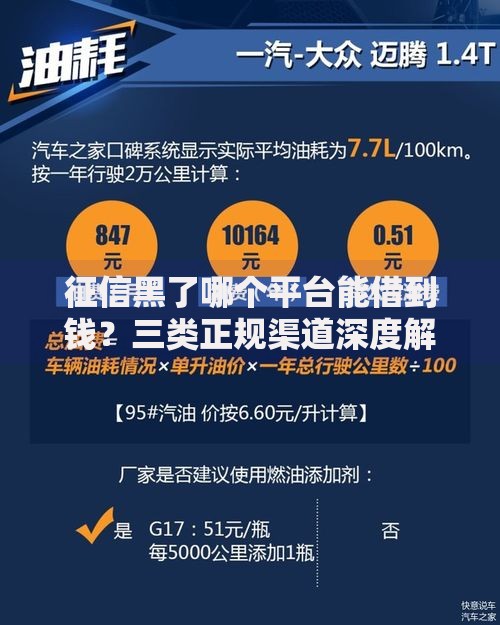 征信黑了哪个平台能借到钱？三类正规渠道深度解析