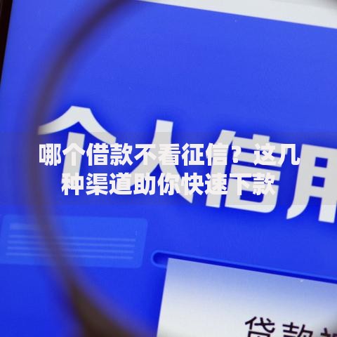 哪个借款不看征信？这几种渠道助你快速下款