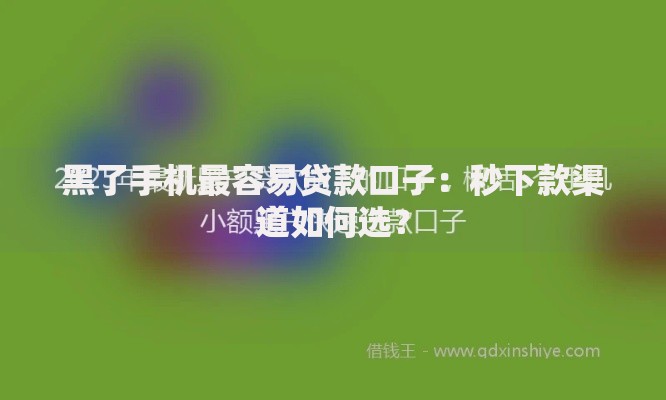 黑了手机最容易贷款口子：秒下款渠道如何选？
