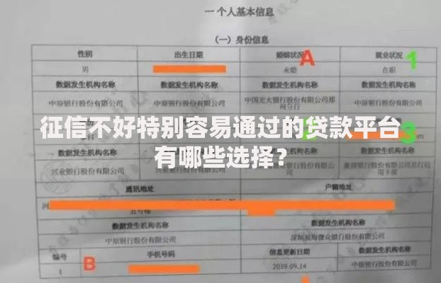 征信不好特别容易通过的贷款平台有哪些选择？