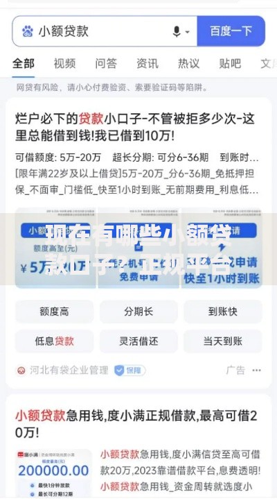 现在有哪些小额贷款口子？正规平台解析与避坑指南