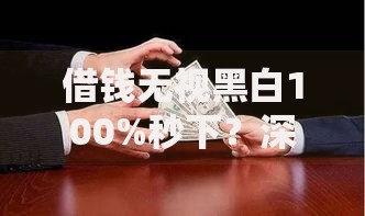 借钱无视黑白100%秒下？深度剖析贷款真相与避坑指南