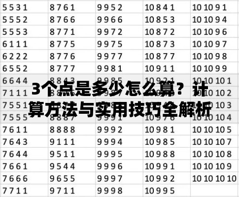 3个点是多少怎么算？计算方法与实用技巧全解析