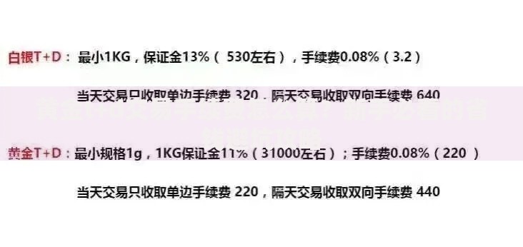 黄金t+d交易手续费怎么算?新手必看的省钱避坑攻略 黄金t+d交易手续费怎么算?新手必看的省钱避坑攻略