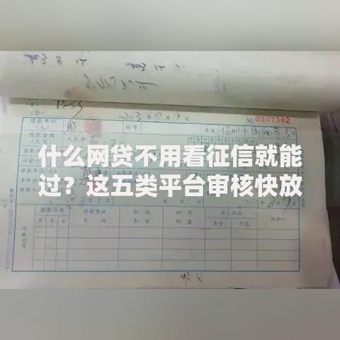 什么网贷不用看征信就能过？这五类平台审核快放款易