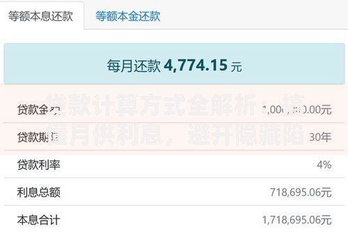 贷款计算方式全解析:搞懂月供利息,避开隐藏陷阱 贷款计算方式全解析:搞懂月供利息,避开隐藏陷阱