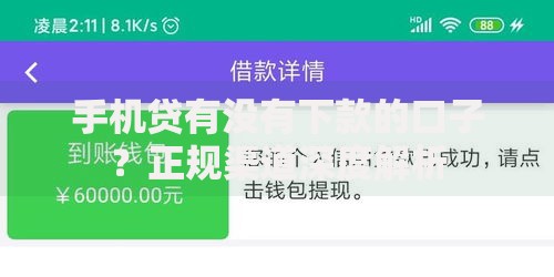 手机贷有没有下款的口子？正规渠道深度解析