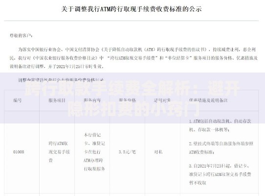 跨行取款手续费全解析：避开隐形扣费的小窍门