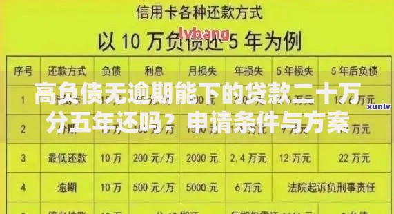 高负债无逾期能下的贷款二十万分五年还吗？申请条件与方案解析