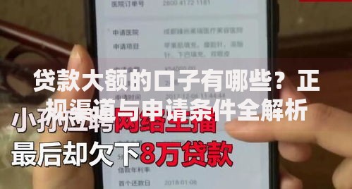 贷款大额的口子有哪些？正规渠道与申请条件全解析