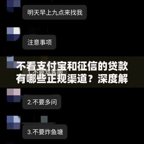 不看支付宝和征信的贷款有哪些正规渠道？深度解析