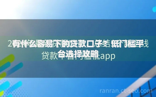有什么容易下的贷款口子？低门槛平台选择攻略