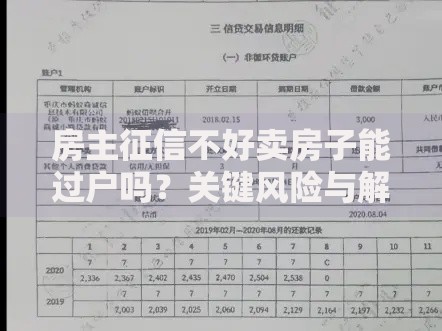 房主征信不好卖房子能过户吗？关键风险与解决方案全解析