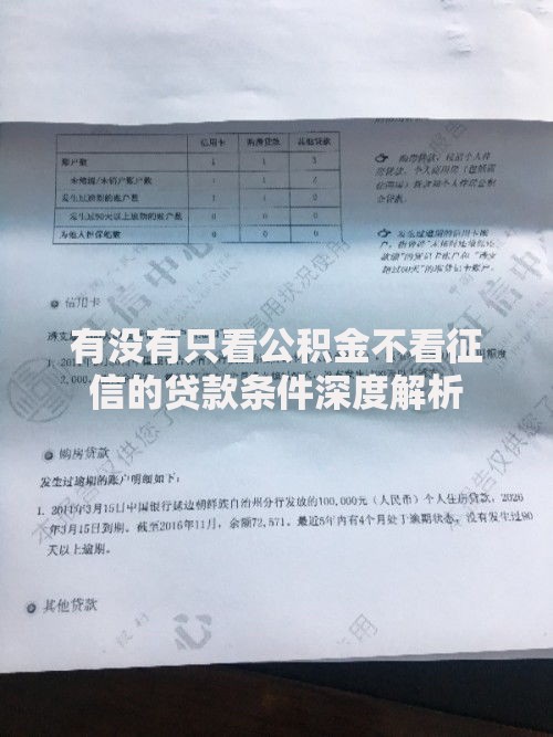 有没有只看公积金不看征信的贷款条件深度解析