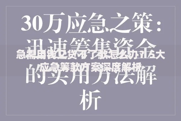 急需用钱又贷不了款怎么办？5大应急筹款方案深度解析