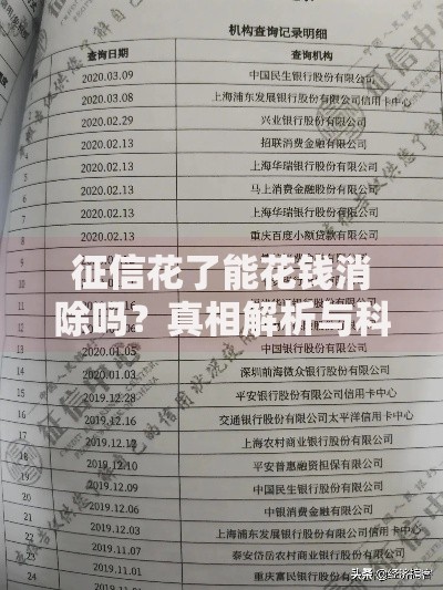 征信花了能花钱消除吗？真相解析与科学修复指南