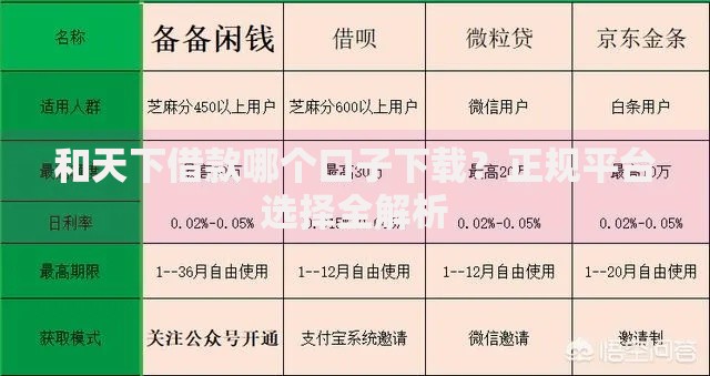 和天下借款哪个口子下载？正规平台选择全解析