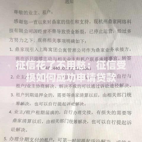 征信花了不用愁：征信受损如何成功申请贷款