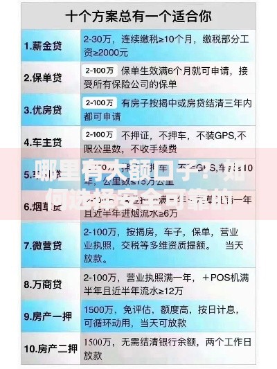 哪里有大额口子？如何选择安全可靠的贷款渠道