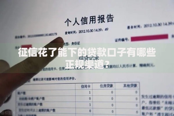 征信花了能下的贷款口子有哪些正规渠道？