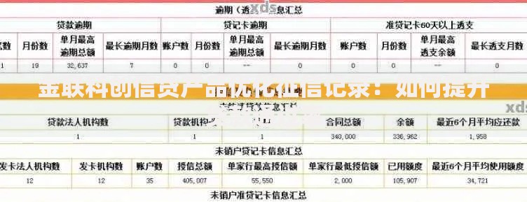 金联科创信贷产品优化征信记录：如何提升贷款通过率