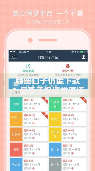 哪些口子仍能下款？最新正规借贷渠道深度解析