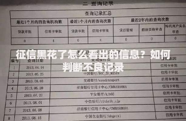 征信黑花了怎么看出的信息？如何判断不良记录