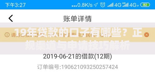 19年贷款的口子有哪些？正规渠道与申请技巧解析