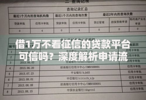 借1万不看征信的贷款平台可信吗？深度解析申请流程与风险