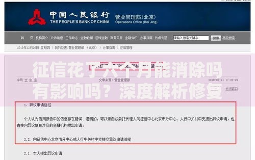 征信花了六个月能消除吗有影响吗？深度解析修复方法与贷款影响