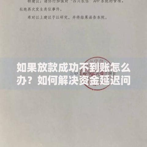如果放款成功不到账怎么办？如何解决资金延迟问题
