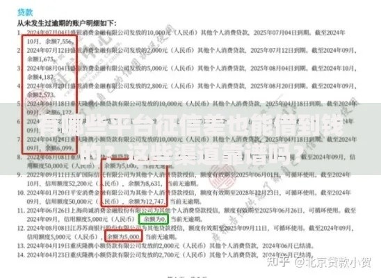 有哪些平台征信差也能借到钱的？这些渠道靠谱吗？