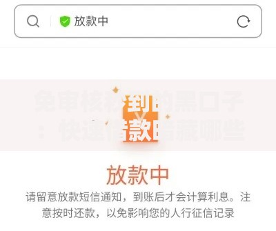 免审核秒到的黑口子:快速借款暗藏哪些风险? 免审核秒到的黑口子:快速借款暗藏哪些风险?