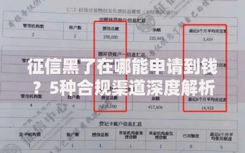 征信黑了在哪能申请到钱？5种合规渠道深度解析