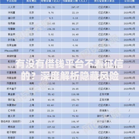 有没有借钱平台不看征信的？深度解析隐藏风险