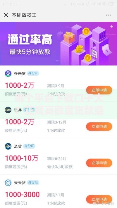 哪个平台下款口子大？正规高额度贷款渠道解析