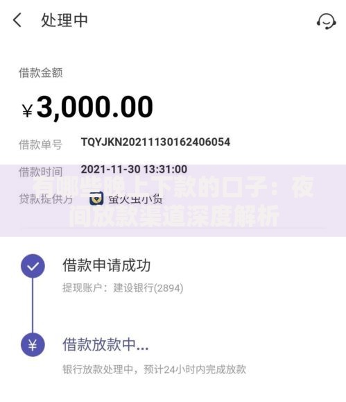 有哪些晚上下款的口子：夜间放款渠道深度解析